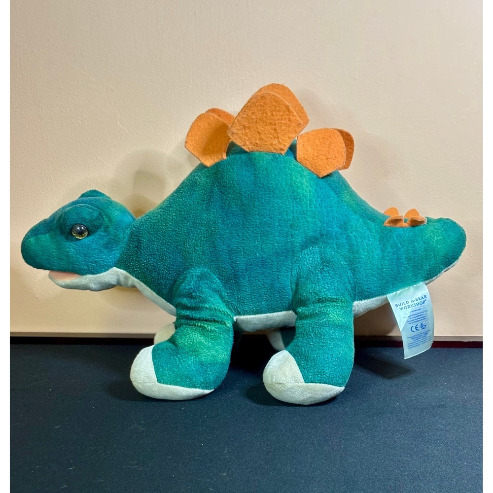 Build-A-Bear Workshop Stegosaurus Dinosaur Plush Teal Green Orange 15 inch
